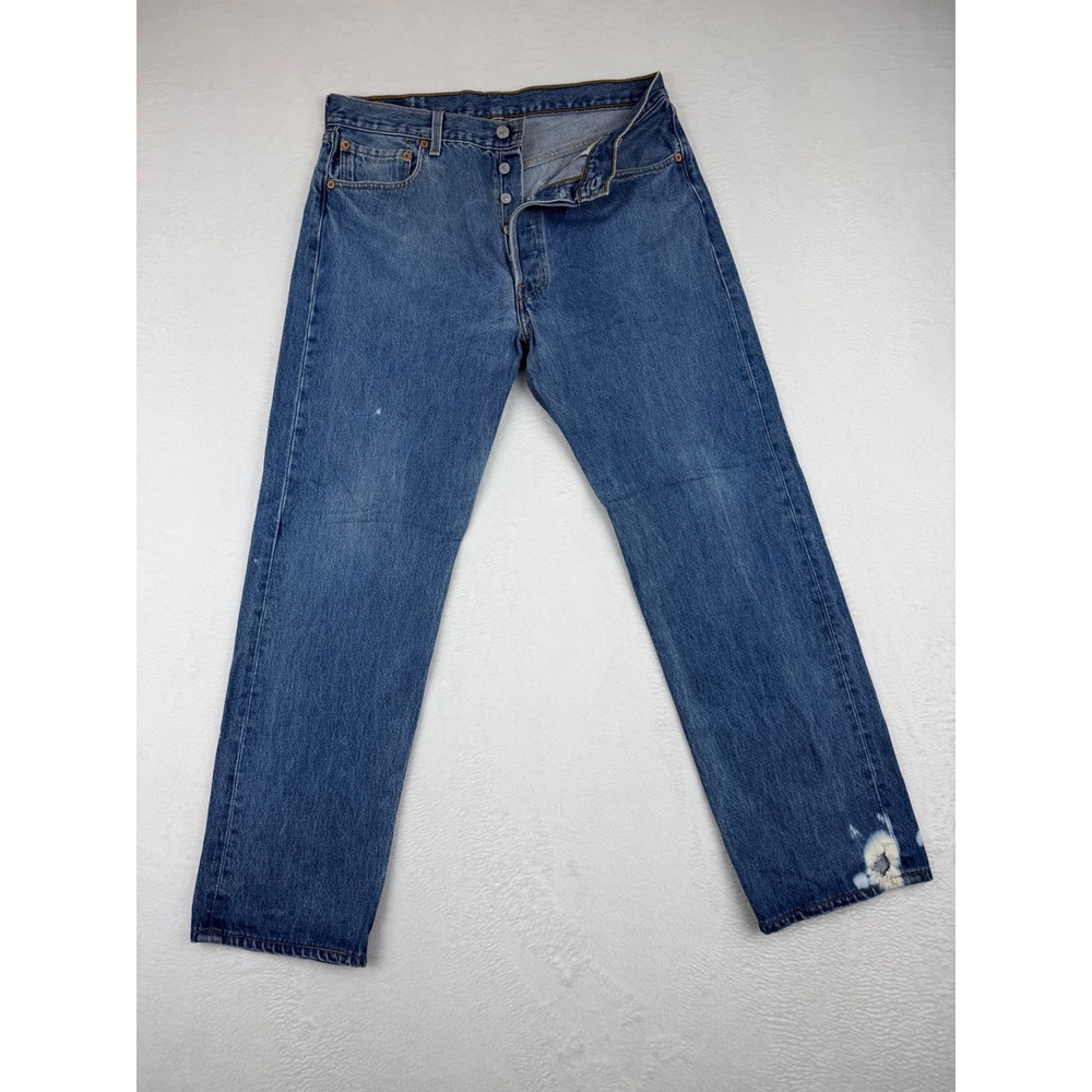 Vintage Levis 501Mens 35x30 USAMade Y2K Festival Straight Leg Whiskering Denim